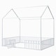 preview thumbnail 9 of 12, White Full Size Metal House Bed with Fence, Roof, and Door for Kids' Bedroom