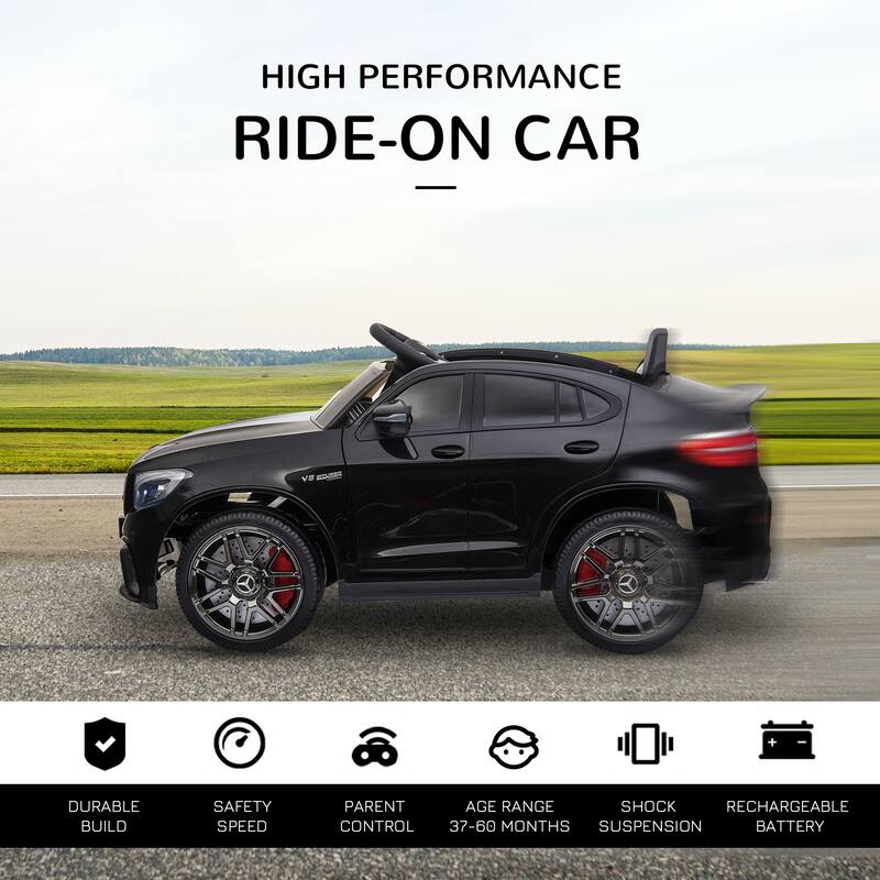 12V Mercedes Benz AMG GLC63S Coupe Ride-On Car with Remote Control, 2 Speeds, Music, and Lights for Kids