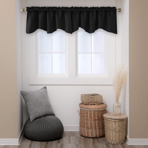 Deconovo Valance Scalloped Rod Pocket Curtain 1 Panel