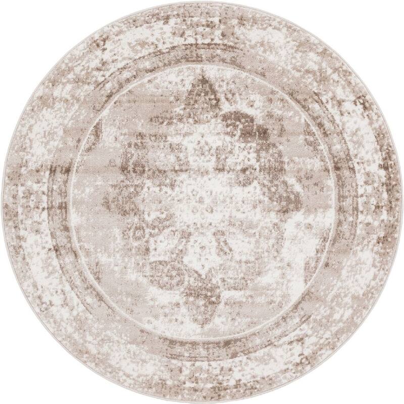 Transitional Fredo Collection Area Rug - 6' Round - Beige