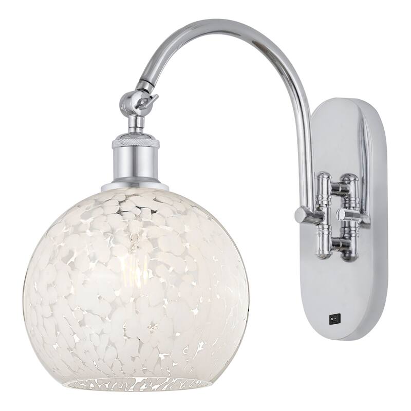 Innovations Lighting 518-1W-14-8-White Mouchette-Indoor Wall Sconce - Polished Chrome / White Mouchette