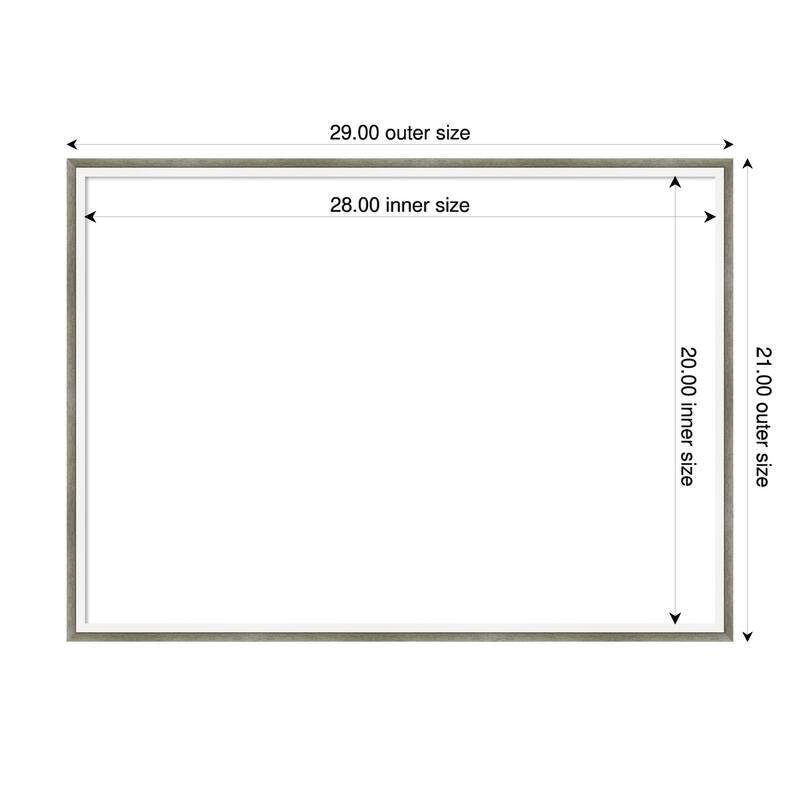 Amanti Art Lucie Black Framed Dry Erase Magnetic Board - 29 x 21 in - Lucie Silver White