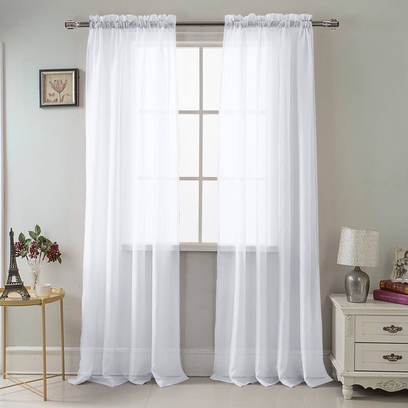 RT Designer Collection Celine Sheer 84 or 90-inch Rod Pocket Curtain Panel - 54" x 90" - White