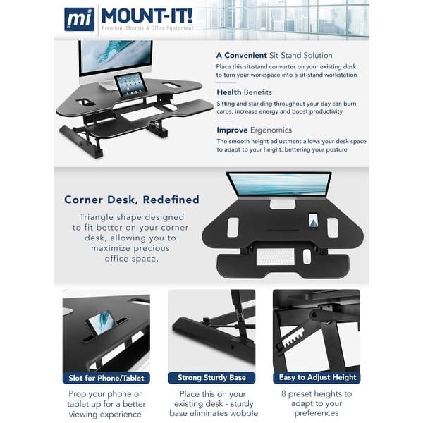 Shop Mount It Corner Standing Desk Converter 48 With Removable