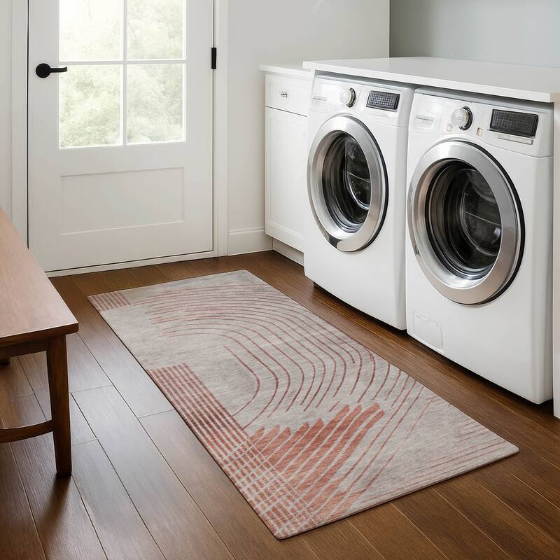 Premium Washable Super Soft Contempoary Glam Mayfield Rug - Salmon - 2'3" x 7'6"
