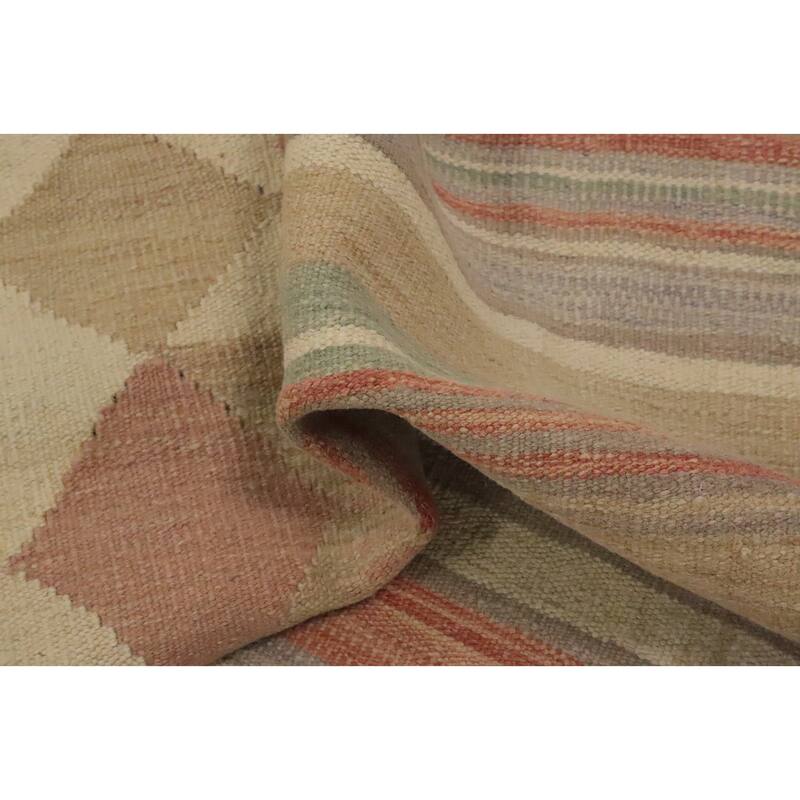 Hand Woven Oriental 100% Wool Carpet Southwestern Tribal Oranges & Rust Kilim Area Rug - 5' 11'' X 3' 11''