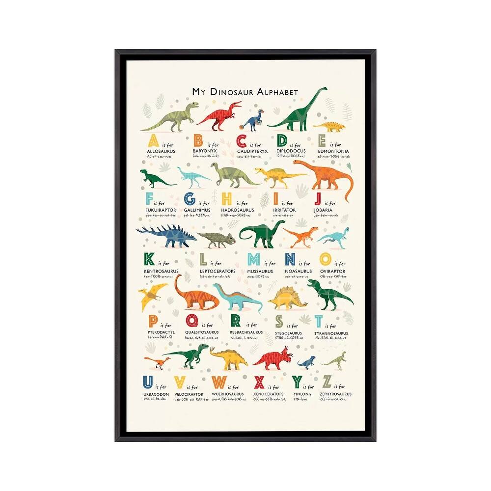iCanvas "Dinosaur Alphabet" by PaperPaintPixels Framed