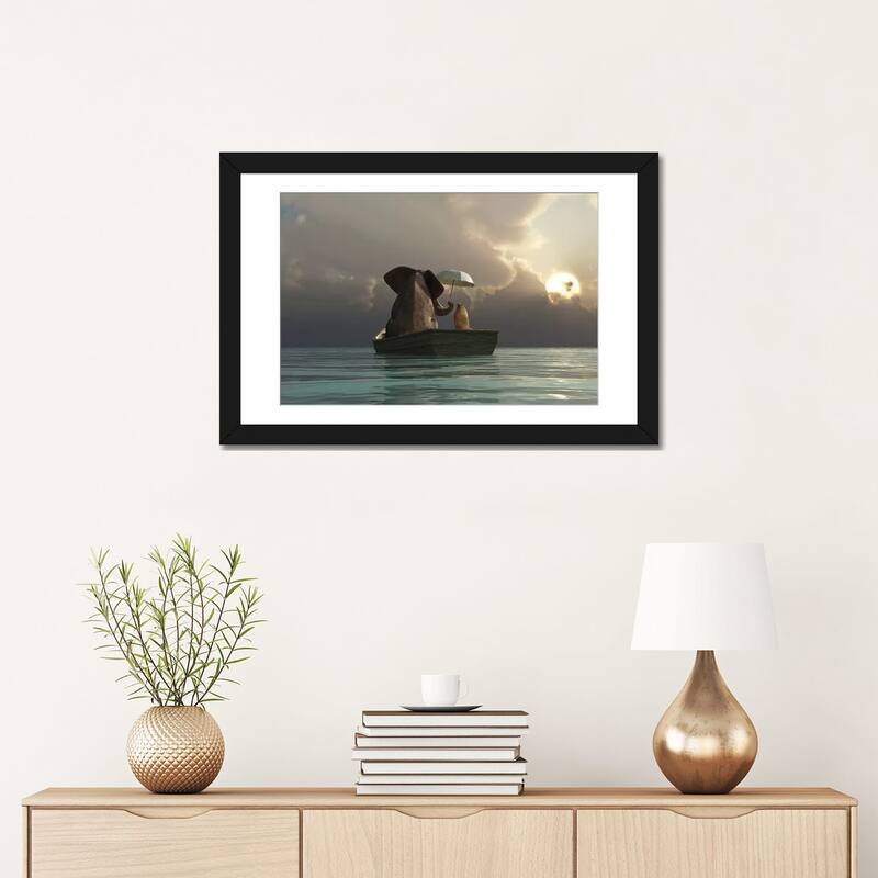 iCanvas "Elephant And Dog Are Floating In A Boat" by Mike Kiev PFA