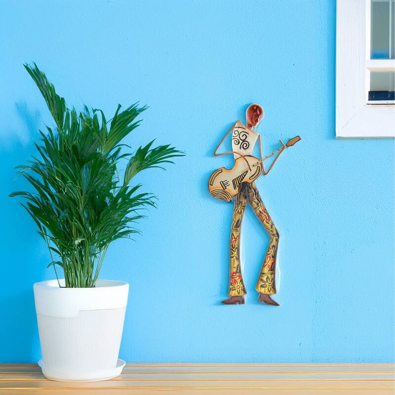 Handmade Guitar Player Wall Decor (Philippines) - 1 x 7 x 14