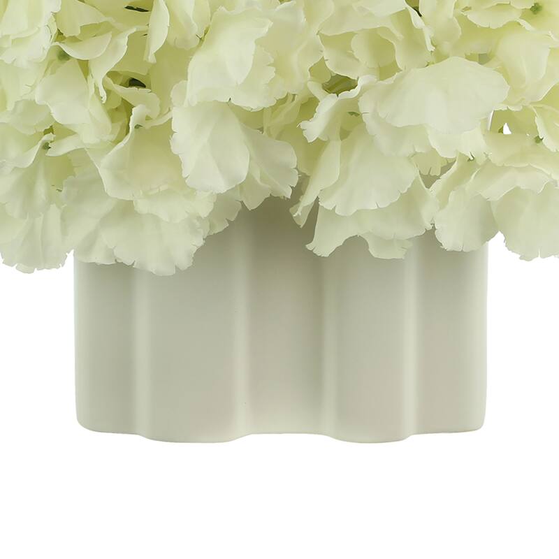 Hydrangeas Arranged in a Rectangular Ceramic Vase