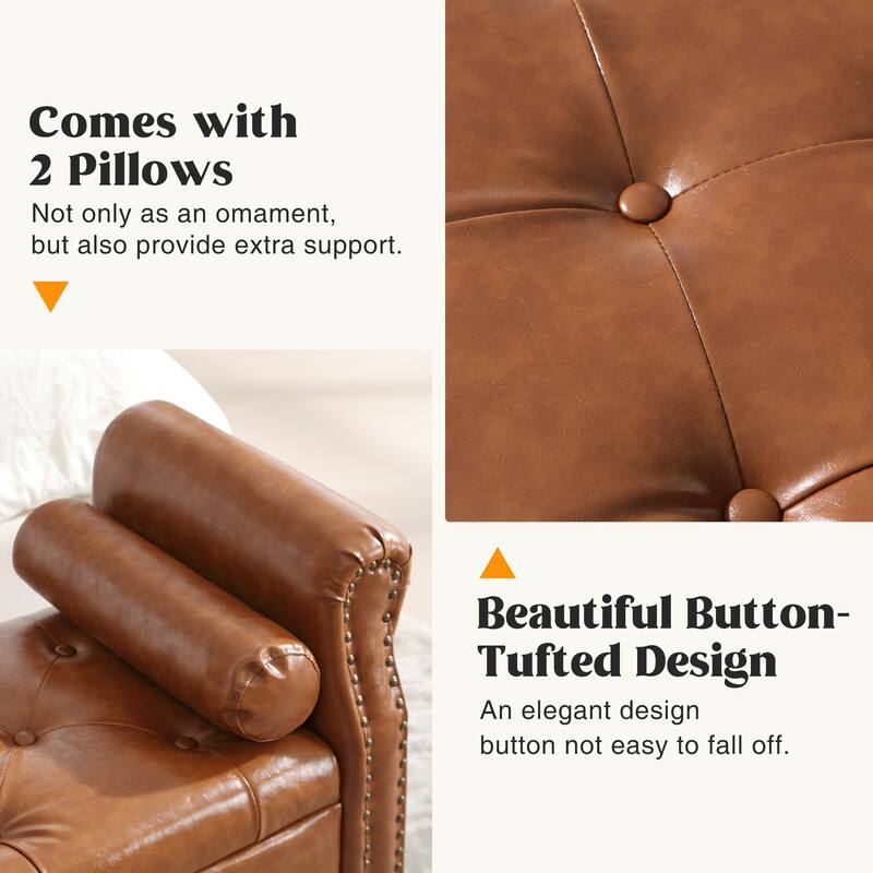 HOMYKA Storage Ottoman Bench with Rolled Arm