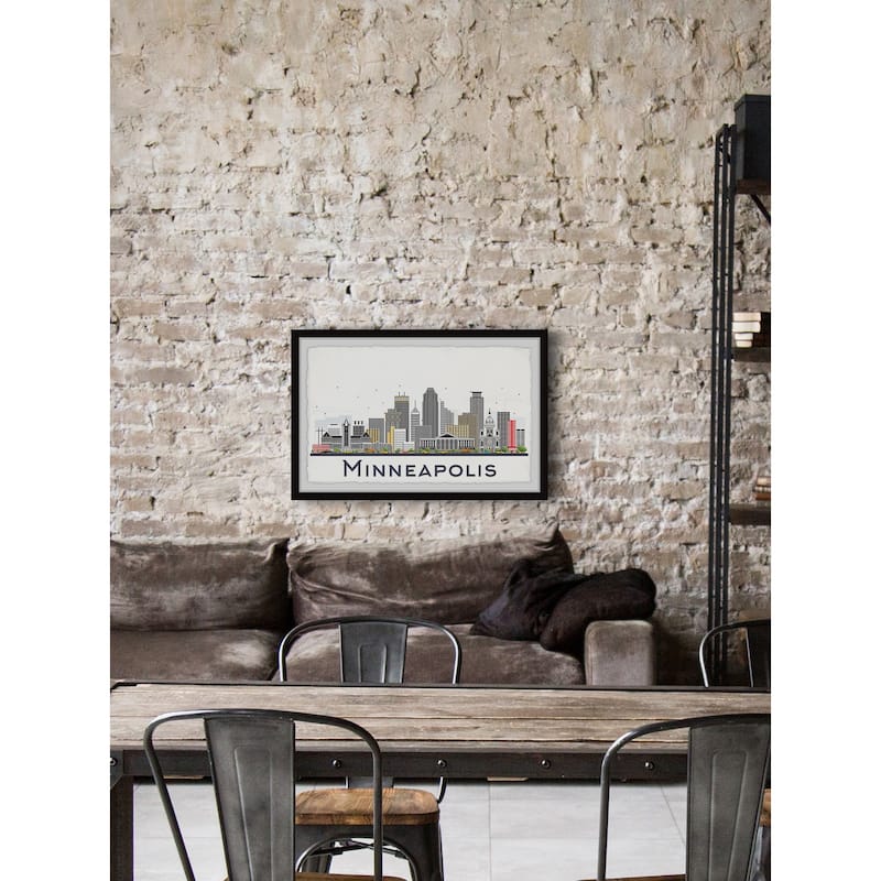 'Minneapolis City Skyline' Framed Painting Print