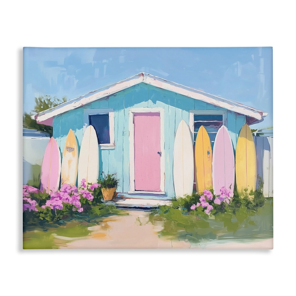Stupell Cabin with Pastel Surfboards Canvas Wall Art Design By Arlington Prints