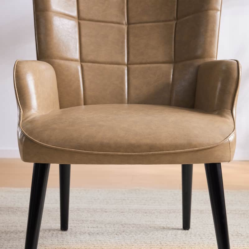 High-back Tufted Accent Chair Set of 2 Cream/ Brown/ Taupe