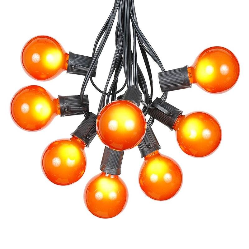 25 Foot G50 Outdoor Globe Patio String Lights - Set of 25 G50 Globe Bulbs - Orange