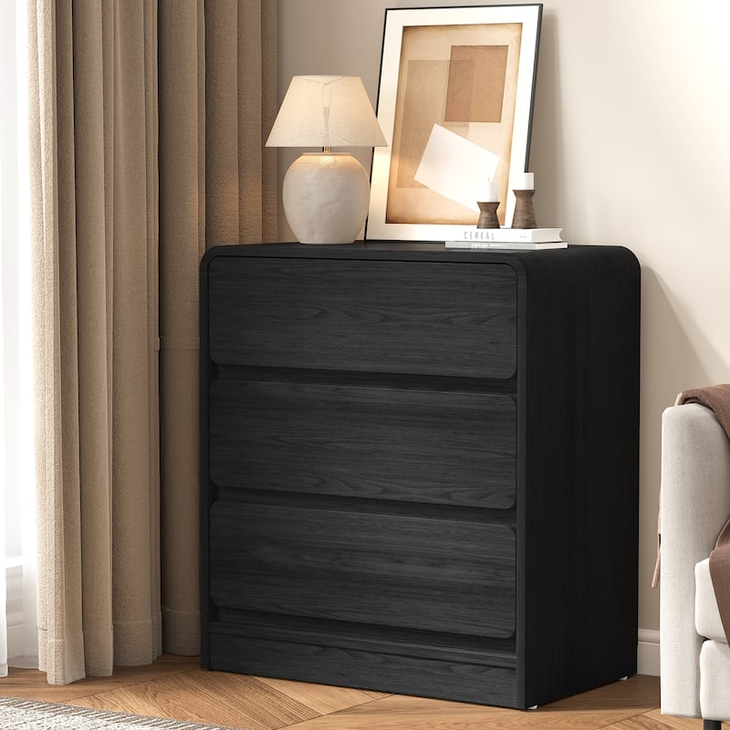 Modern Storage 3-Drawer Nightstand for Bedroom, Nursery, Living Room