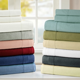 Pointehaven Solid Cotton 180 GSM Deep Pocket Oversized Brushed Flannel Sheet Set