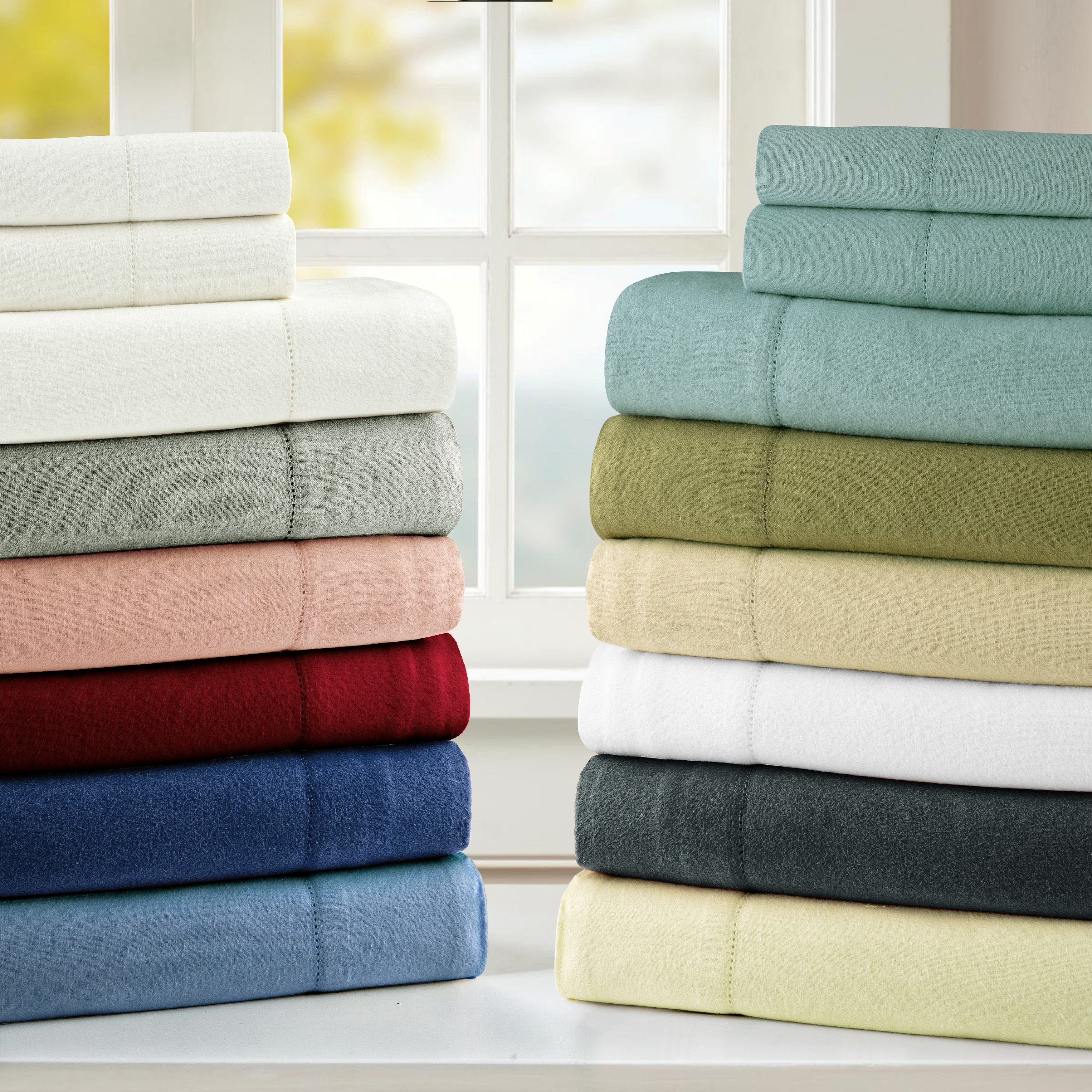 Pointehaven Solid Cotton 180 GSM Deep Pocket Oversized Brushed Flannel Sheet Set