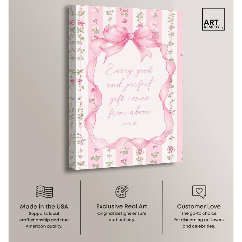 Good and Perfect Gift Bow Canvas by Art Remedy, Gallery Wrapped
