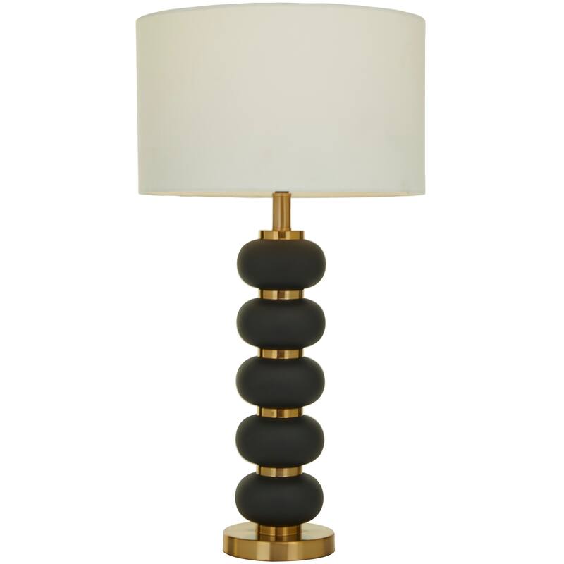 CosmoLiving by Cosmopolitan Metal Orbs Style Base Table Lamp with Drum Shade - Black or White