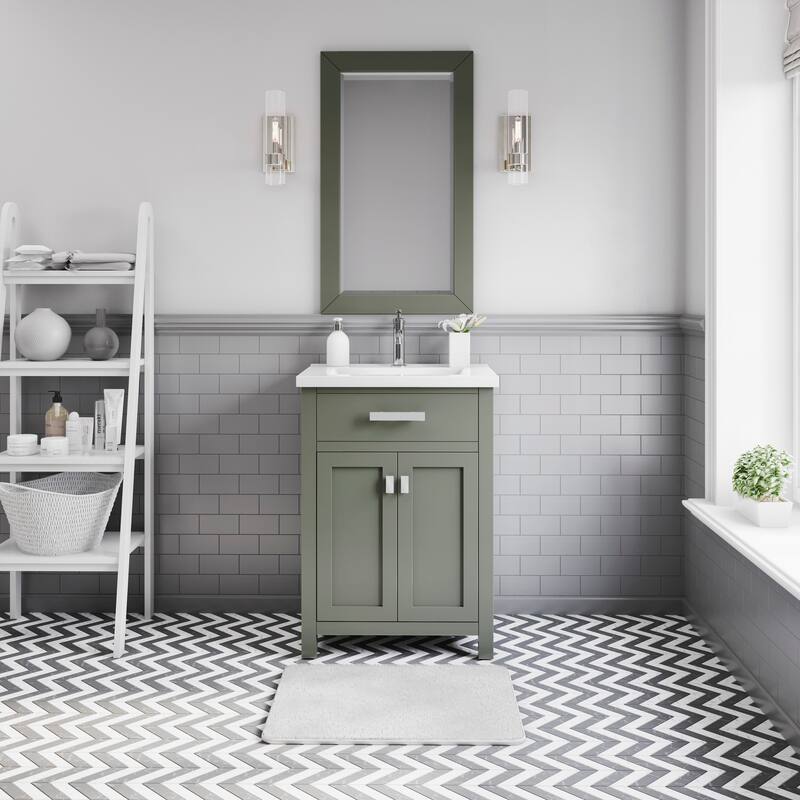 Myra 24 In. Integrated Ceramic Sink Top Vanity in Glacial Green