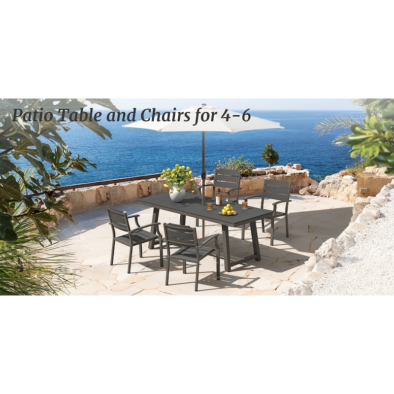 Bluestone Grey Dark Grey Fine Straight Grain - Outdoor Chair - 23.8" W x 22.6" L x 35" H - Dark grey-Set of 4