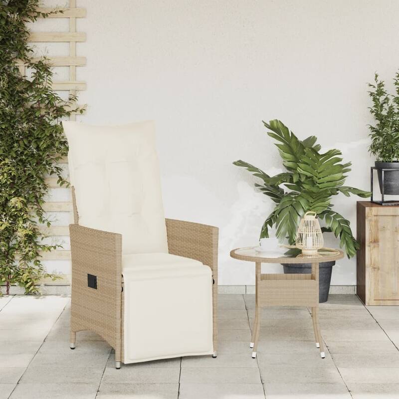 vidaXL Reclining Patio Chairs with Cushions Armchair Outdoor Seating Poly Rattan