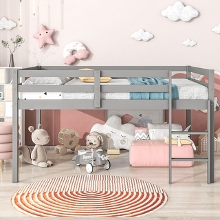 Full Loft Bed with Ladder, Grey