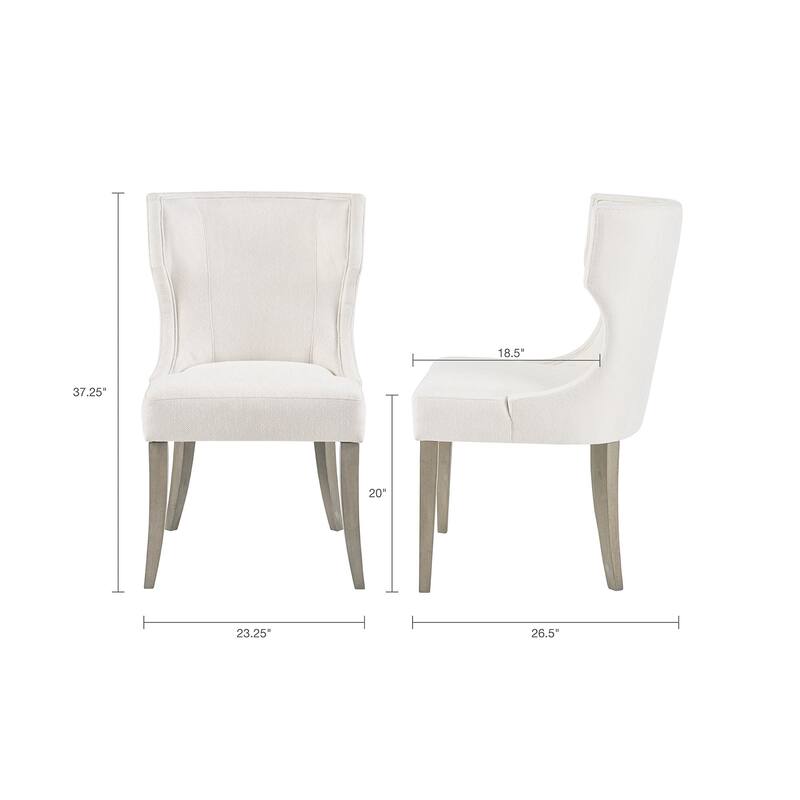 Roomfitters 37-Inch Upholstered Wingback Dining Chair, Solid Wood legs with Piping Detail, Cream - Cream