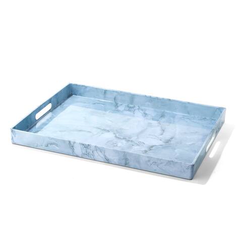 Marble Finish Steel Blue Rect Tray