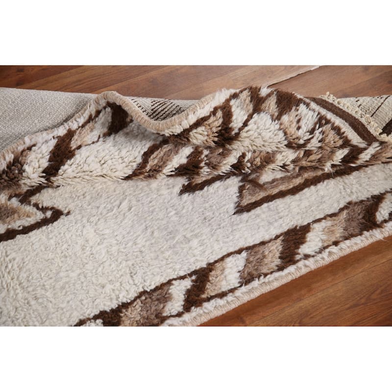 Natural Dye Geometric Anatolian Runner Rug Hand-knotted Wool Carpet - 3'0"x 12'6"