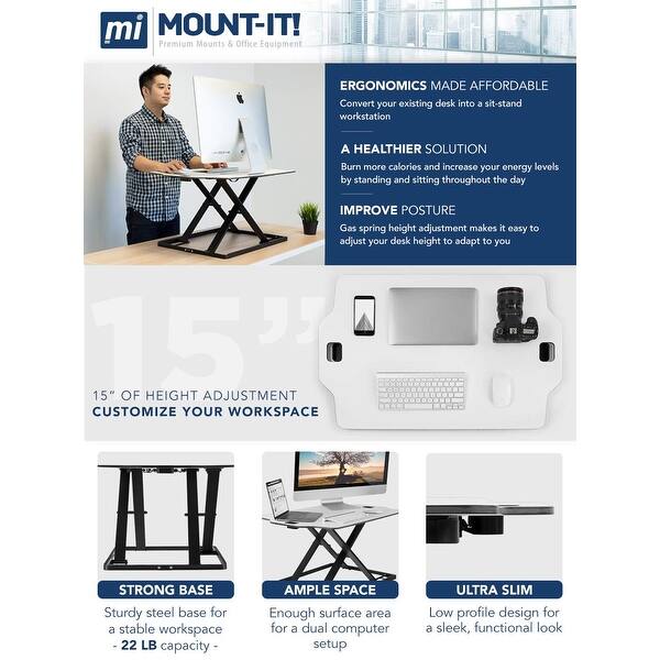 Shop Mount It Height Adjustable Desk Converter Standing Tablet