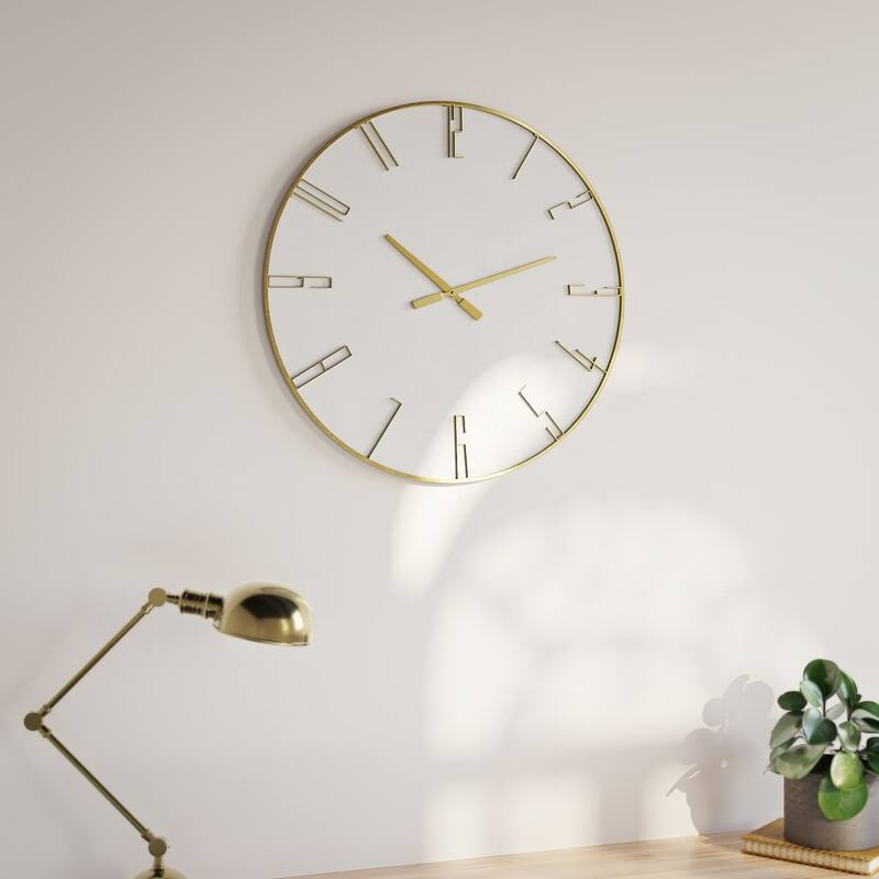 Viola Modern Round Metal Wall Clock - 24"H x 24"W x 1.5"D