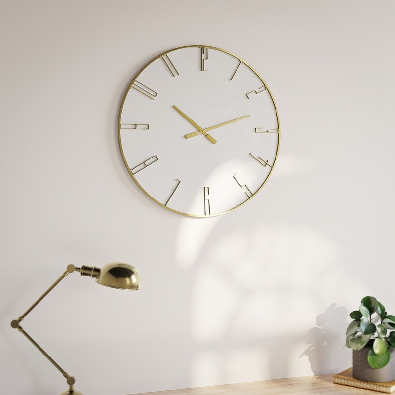 Viola Modern Round Metal Wall Clock - 24"H x 24"W x 1.5"D