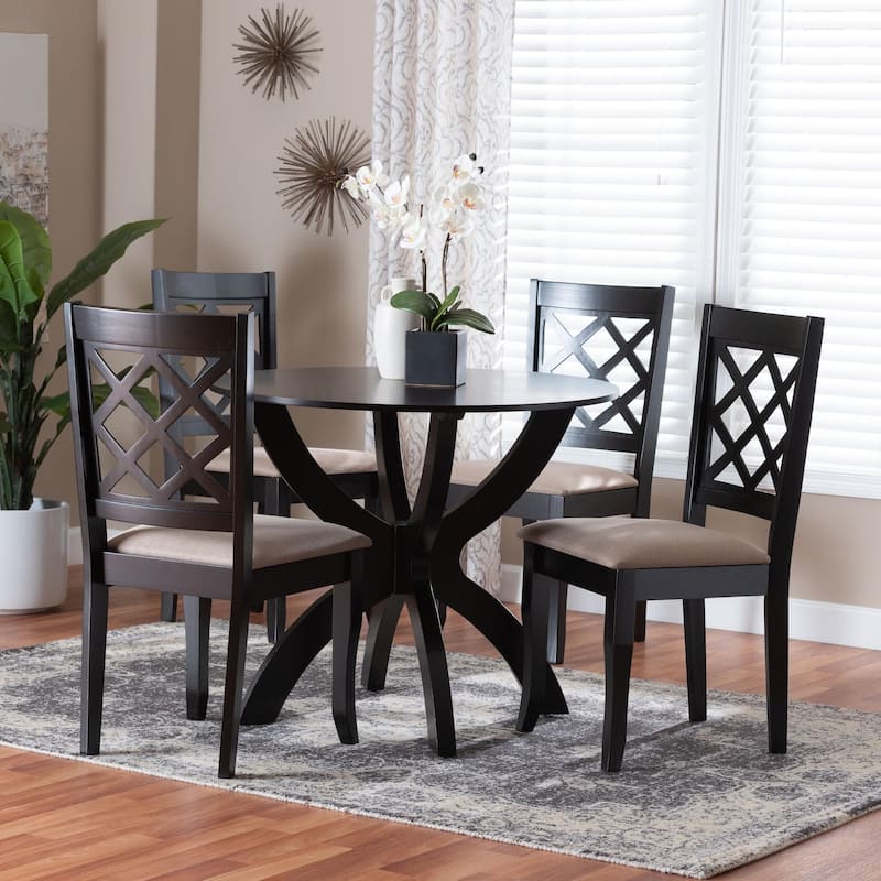 Savina Modern Fabric and Wood 5-Piece Dining Set