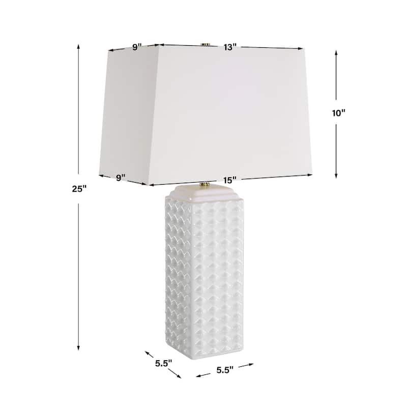 Square Body Ceramic Table Lamp - 15"W x 25"H x 9"D