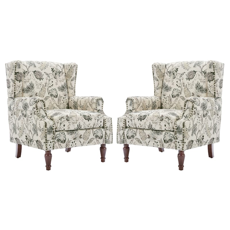 Traditional Nailhead Trim Armchair Accent Chairs Set of 2