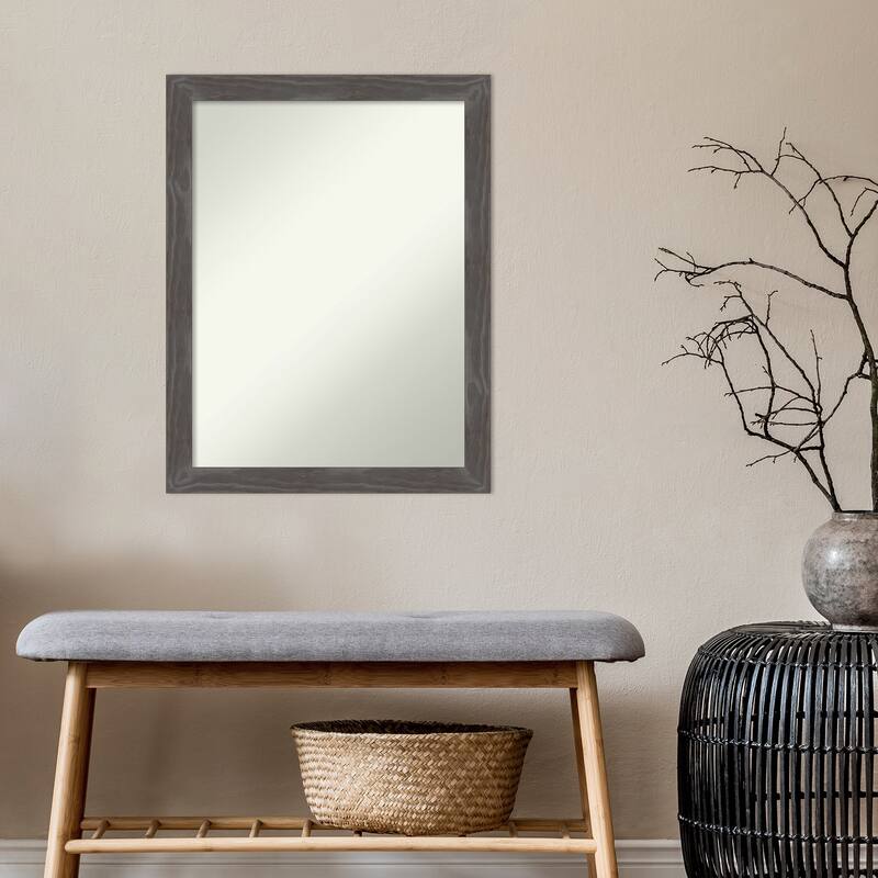 Non-Beveled Wood Wall Mirror - Woodridge Rustic Grey Frame - Woodridge Rustic Grey