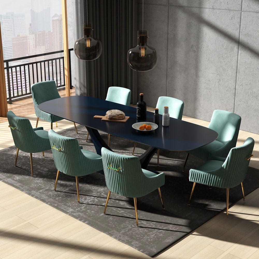 SEYNAR Modern Glam Velvet Dining Chair Set of 8 for Dining Room, Tufted Vanity Chair for Living Room (no table)