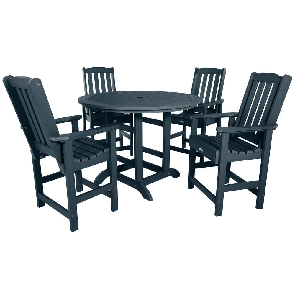 Lehigh 5-piece Outdoor Dining Set - 48" Round Table, Counter-height