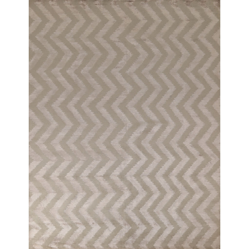 Chevron Style Nepalese Oriental Area Rug Handmade Wool Carpet - 8'0" x 9'7"