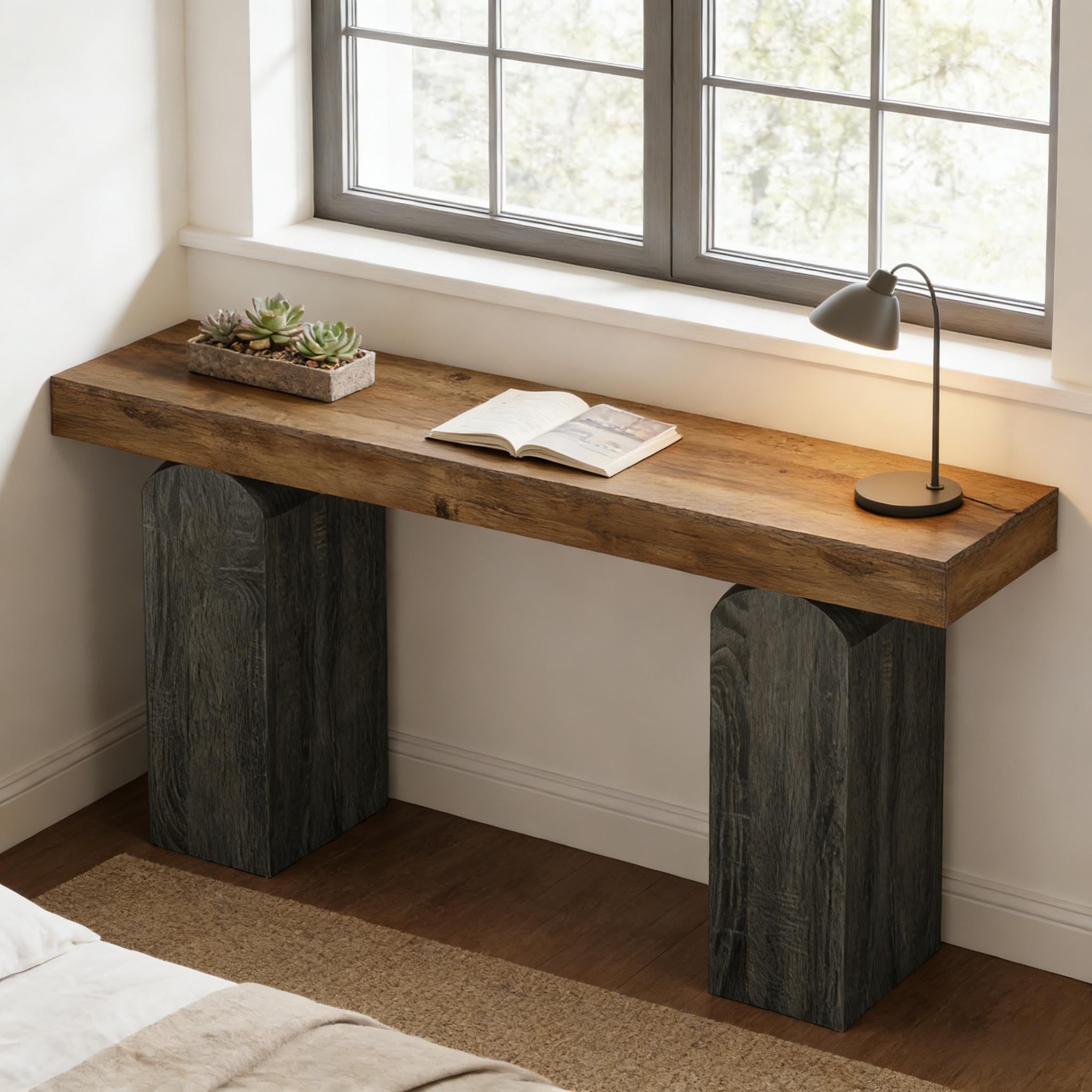 Contemporary Style Console Table - Brown