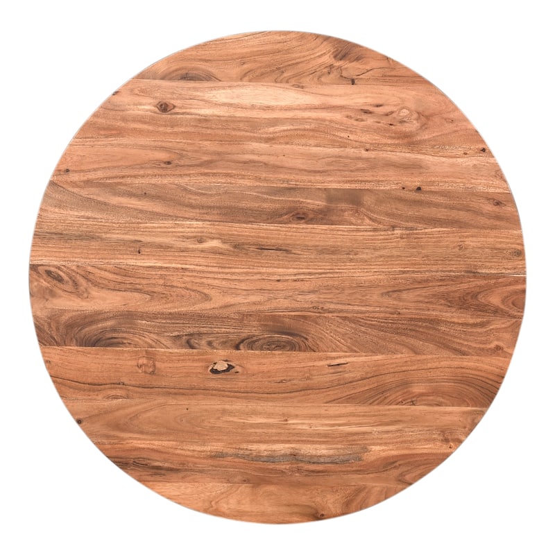 Aurelle Home Modern Solid Acacia Wood Round Base Coffee Table