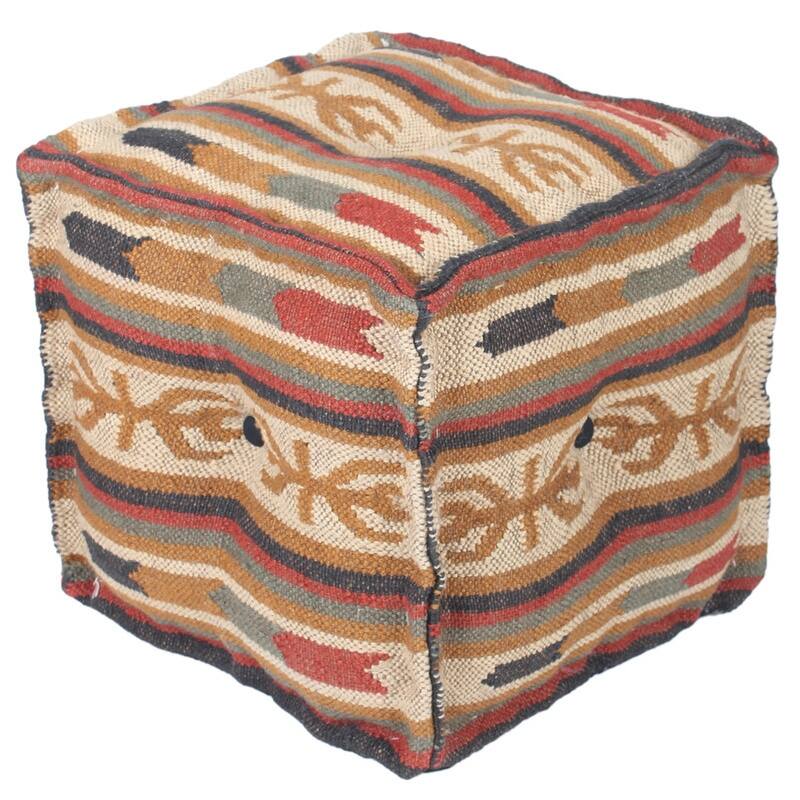 HERAT ORIENTAL Handmade Wool & Jute Upholstered Pouf
