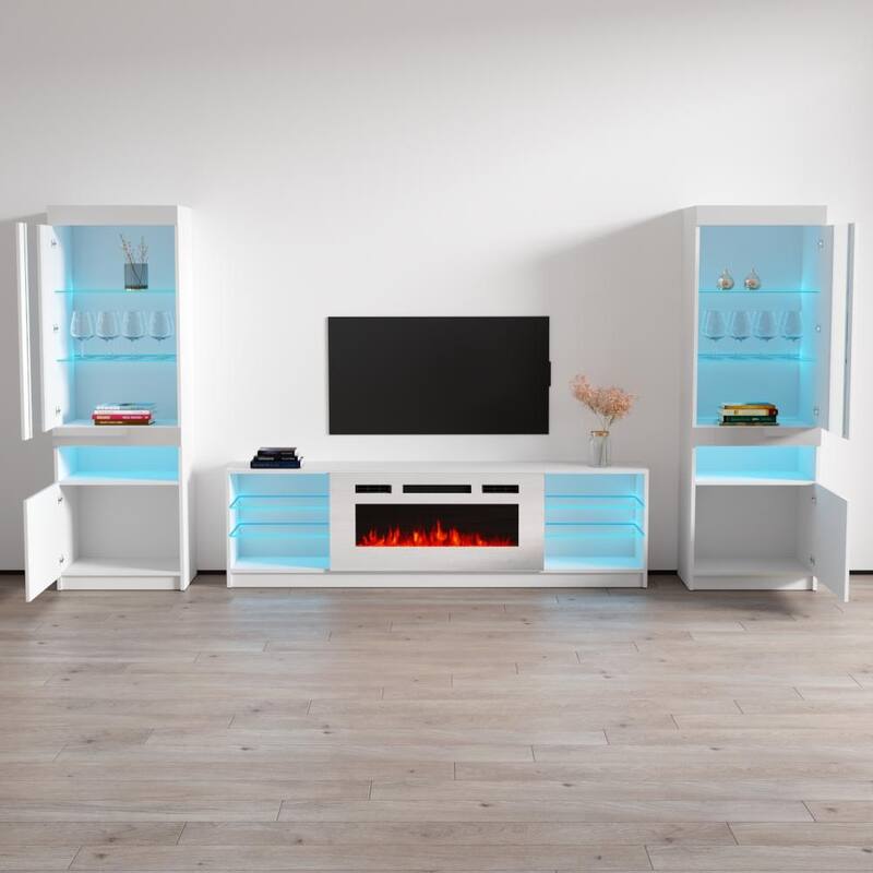 Boston WH01 Electric Fireplace Modern Wall Unit Entertainment Center