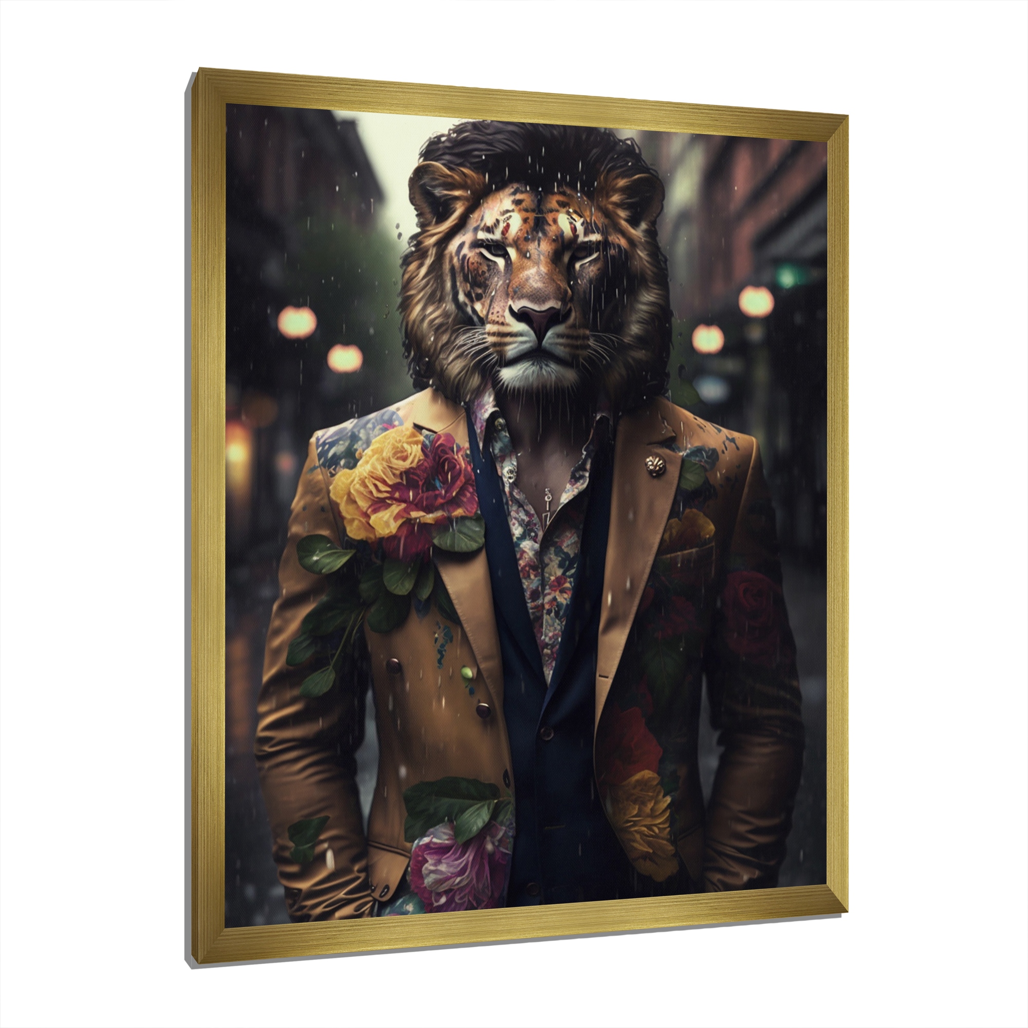 Lionページ ウエストデザインリボン付きフラワープリントシアースカート