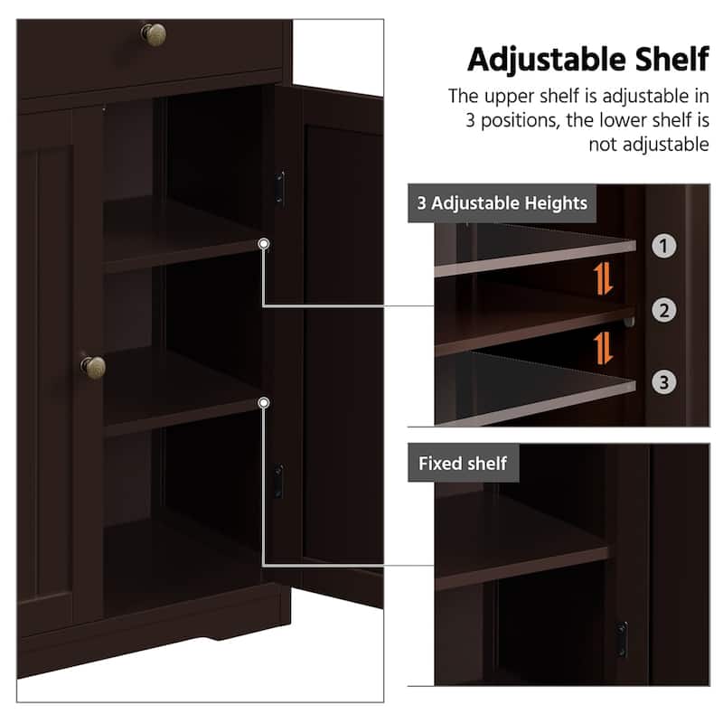 Yaheetech Bathroom Storage Cabinet Free-Standing Floor Cabinet With 4 Drawers and 2 Doors - N/A