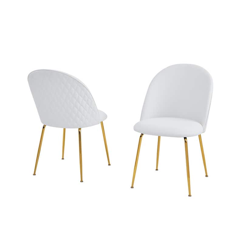 Best Quality Furniture Velvet Chrome Iron Base Dining Chairs (Set of 2) - N/A