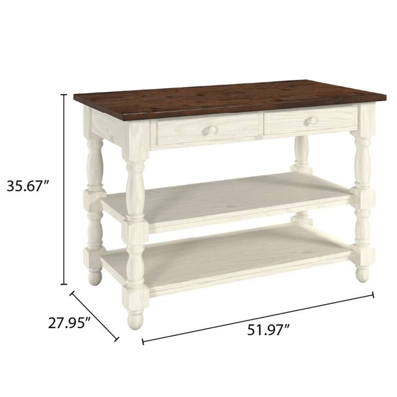 Wood Kitchen Island 2 Drawers 2 Shelf | Furniture Dash