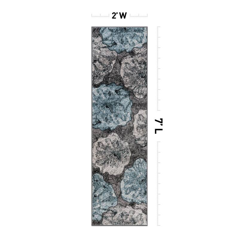 World Rug Gallery Contemporary Floral Design Black Area Rug